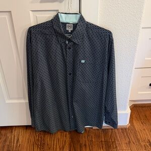 Cinch Men's Black Patterned Button Down Shirt NWOT